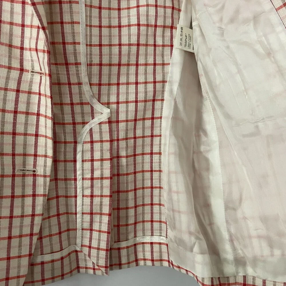 Women's Luciano Barbera Blazer Made in Italy Linen Plaid Size 40 IT - US Small